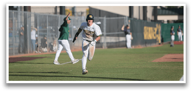 A baseball player running on the field. Description generated by AI