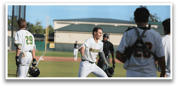 A baseball player is celebrating on the field. Description generated by AI