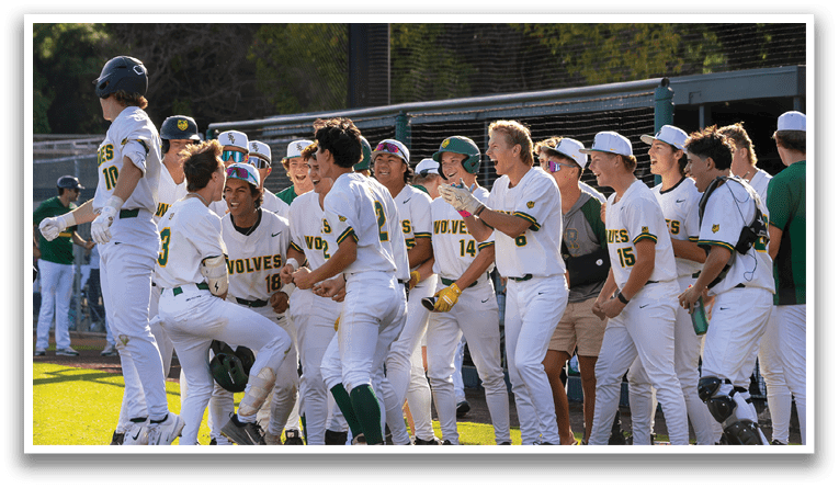 A group of baseball players hugging each other. Description generated by AI
