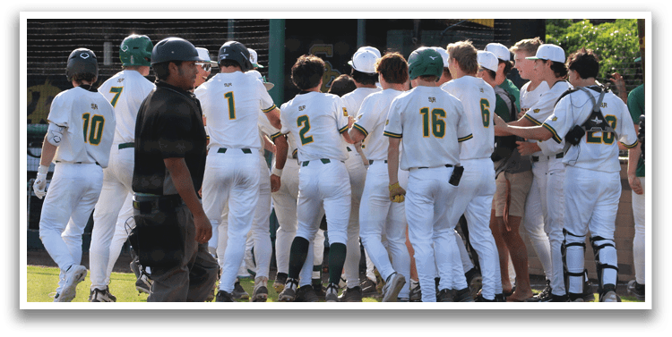 A group of baseball players hugging each other on the field. Description generated by AI