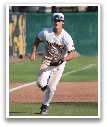 A baseball player running on the field. Description generated by AI