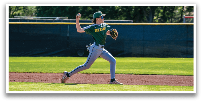 A baseball player is throwing a ball. Description generated by AI