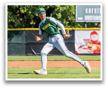 A baseball player running on the field. Description generated by AI