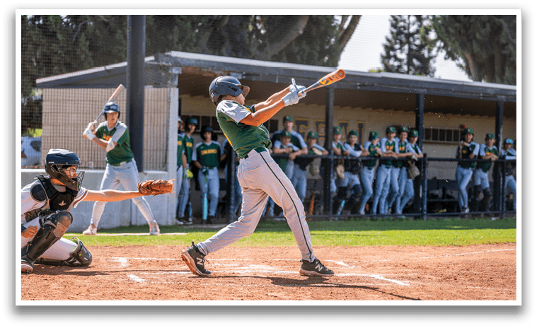 A baseball player is swinging a bat. Description generated by AI