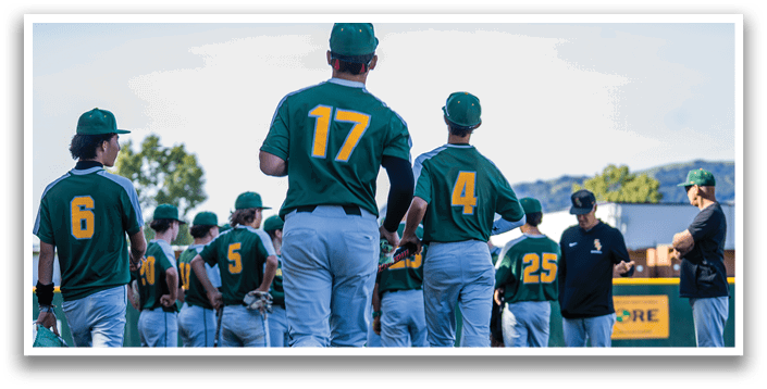 A group of baseball players standing on a field. Description generated by AI