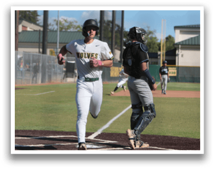 A baseball player is running to the base. Description generated by AI