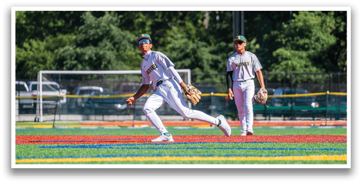 Two men playing baseball. Description generated by AI