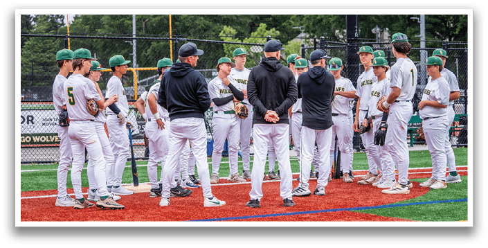 Baseball players on a field. Description generated by AI