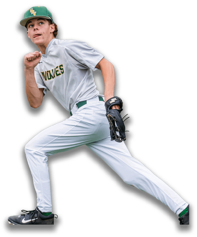 A boy wearing a baseball uniform is running on the field. Description generated by AI