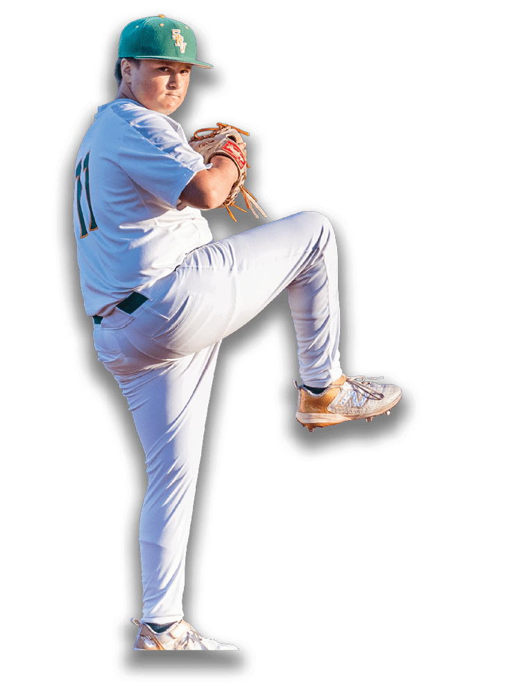 A baseball player in a white uniform is pitching a ball. Description generated by AI