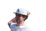 A baseball player in a white uniform and hat is throwing a ball. Description generated by AI