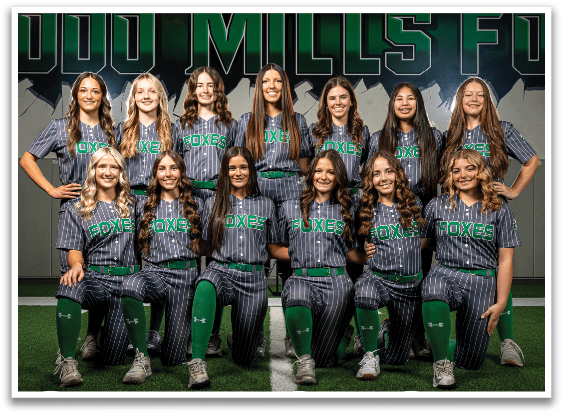 A group of female athletes pose for a photo in their uniforms. Contenido generado con IA