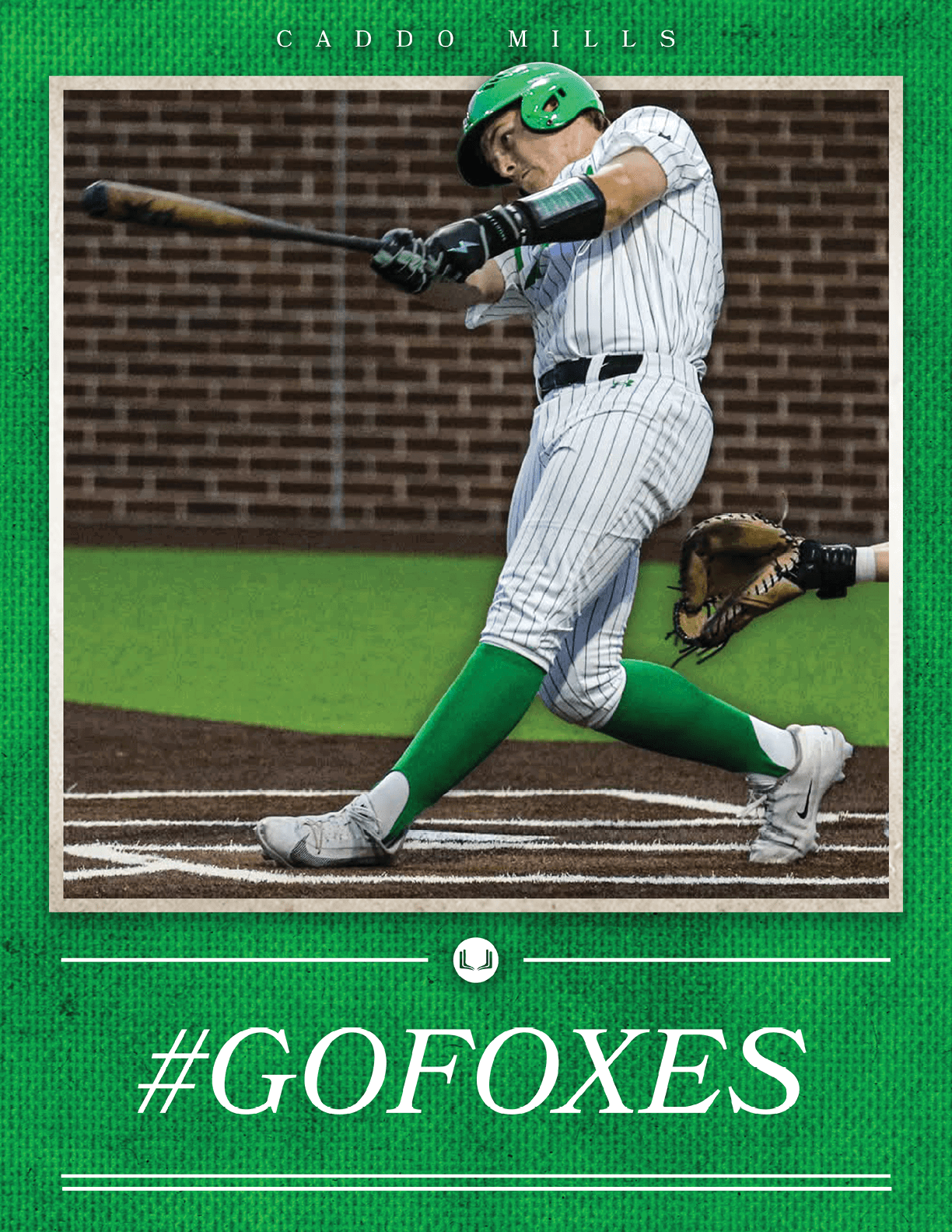 A baseball player in a green and white uniform is swinging a bat. Contenido generado con IA