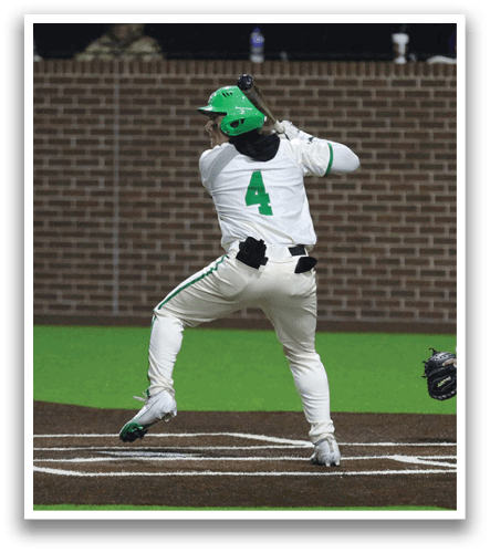 A baseball player in a white uniform is swinging a bat at a ball. Contenido generado con IA