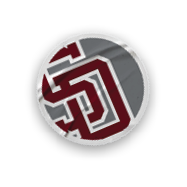 A collection of sports merchandise, including a baseball glove, a baseball, and a shirt with the letters “SD" on it. AI generated content