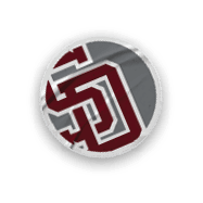 A collection of sports merchandise, including a baseball glove, a baseball, and a shirt with the letters “SD" on it. AI generated content