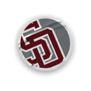 A collection of sports merchandise, including a baseball glove, a baseball, and a shirt with the letters “SD" on it. AI generated content