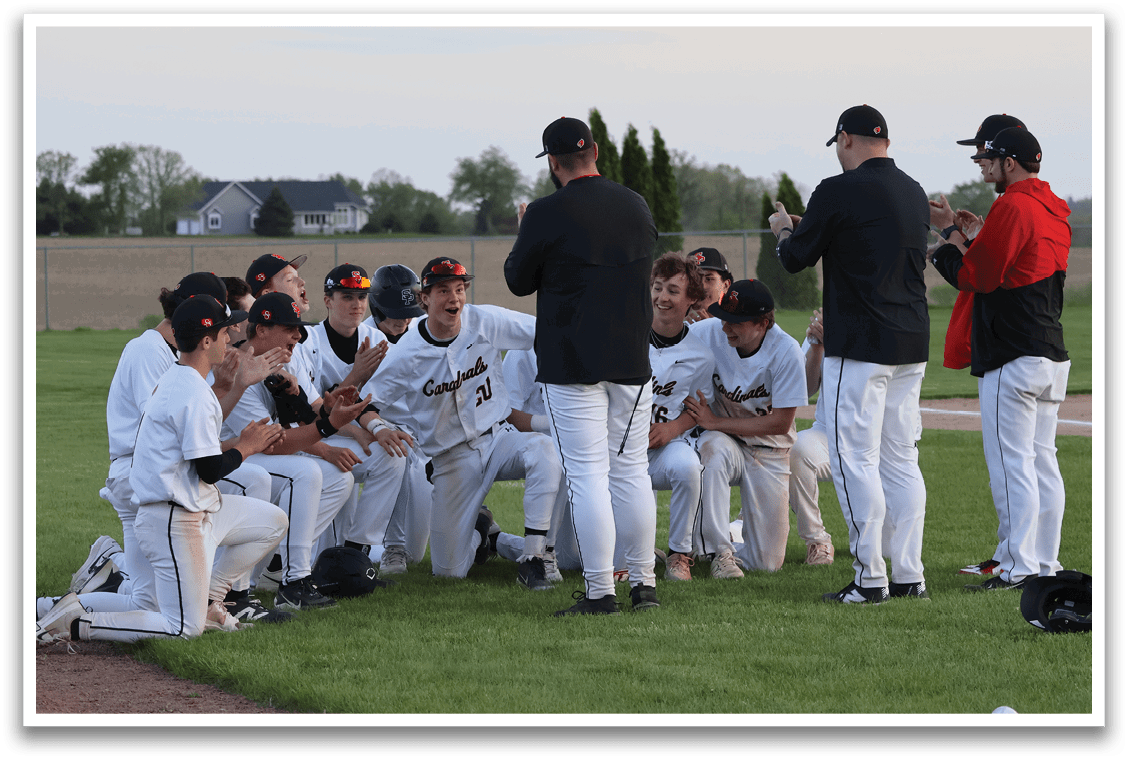 Baseball team posing for a photo on the field. AI generated content