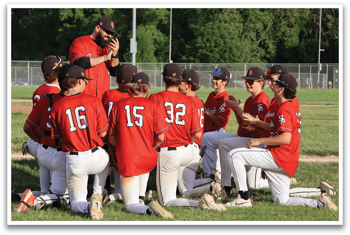 Baseball team posing for a photo on the field. AI generated content