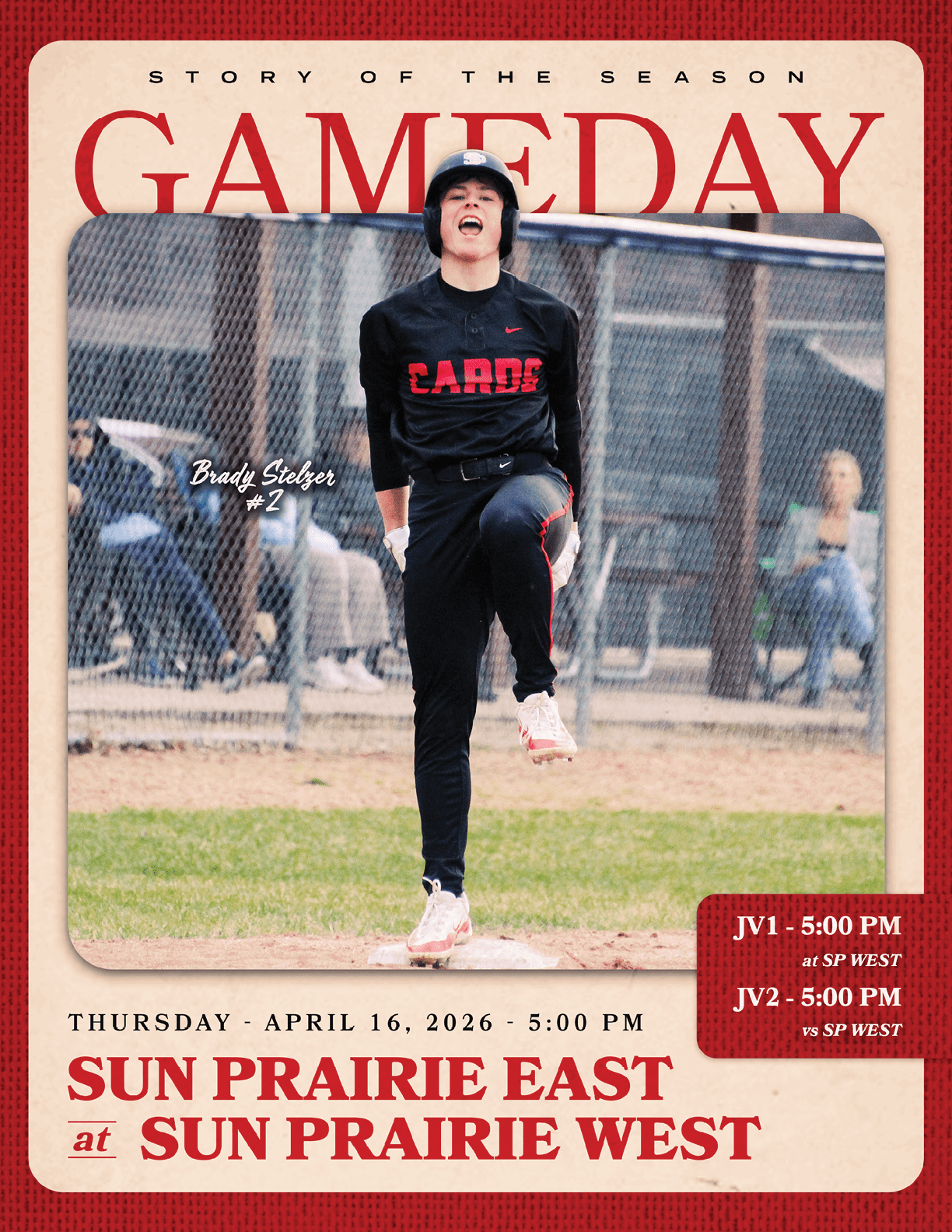 A baseball game is being played between Sun Prairie East and Legacy. AI generated content