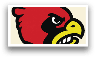 A red and black bird with a yellow beak. AI generated content