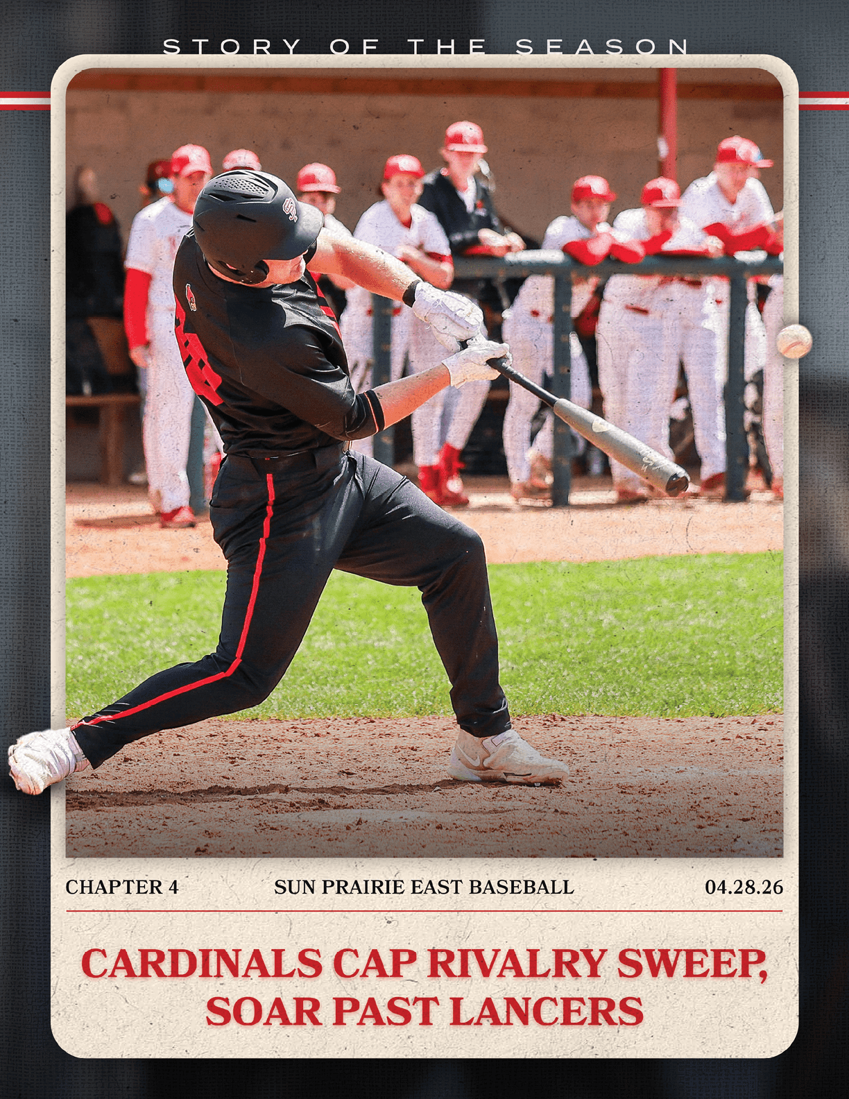A baseball player is swinging a bat, while a catcher is ready to catch the ball. AI generated content