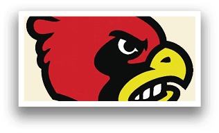 A red and black bird with a yellow beak. AI generated content