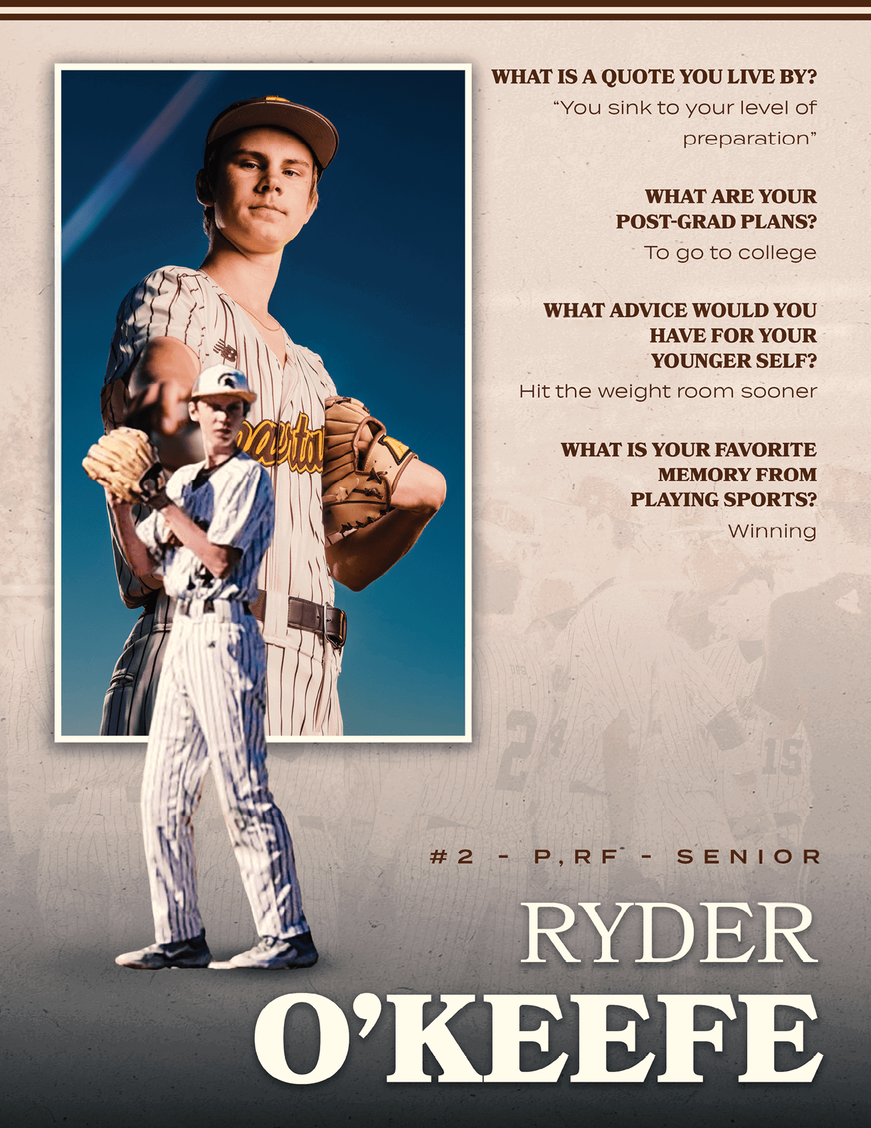 A baseball player named Ryd O'Keeffe is shown on a poster. AI generated content