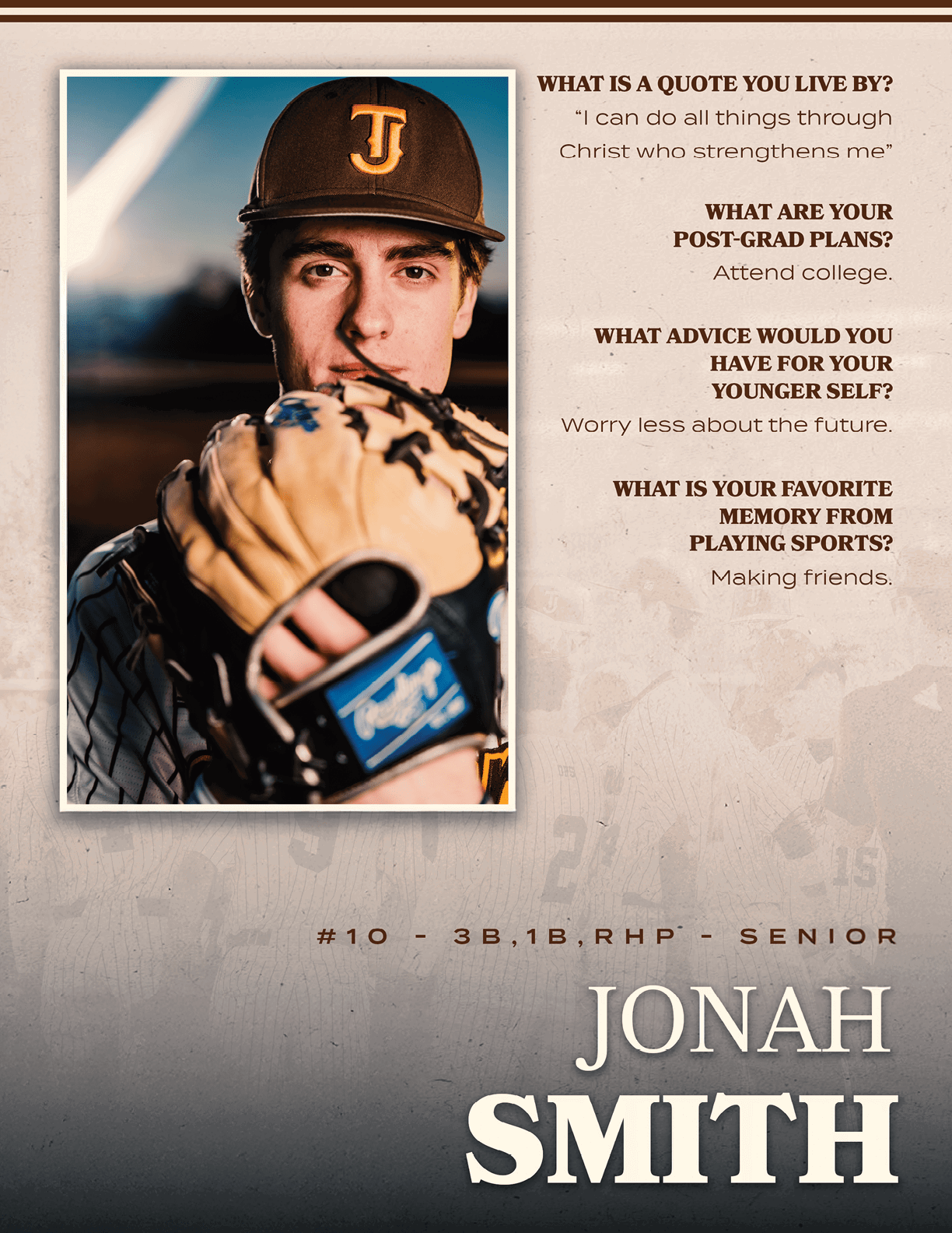 A young man wearing a baseball glove and a brown hat poses for a picture. AI generated content