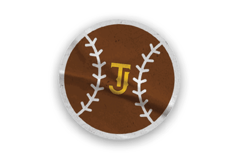 A collection of stickers and magnets featuring the letters J and J, a baseball glove, and a baseball. AI generated content
