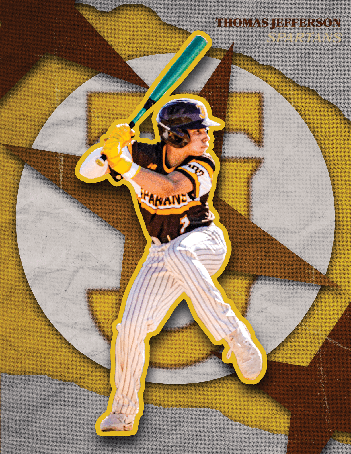 A baseball player in a yellow and black uniform is swinging a bat. AI generated content