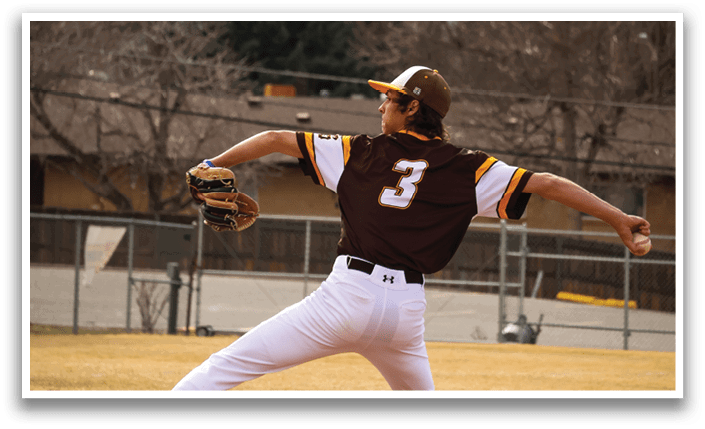 A baseball player in a brown and white uniform is pitching a ball. AI generated content