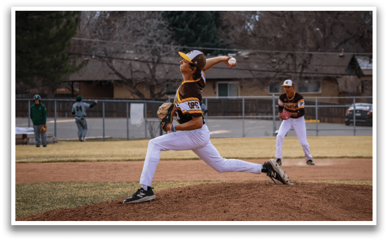 A baseball player in a brown and yellow uniform is pitching a ball. AI generated content