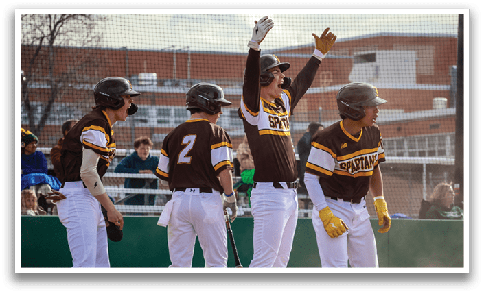 Baseball players celebrating a hit. AI generated content