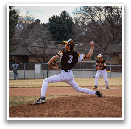 A baseball player in a brown and white uniform is pitching a ball. AI generated content