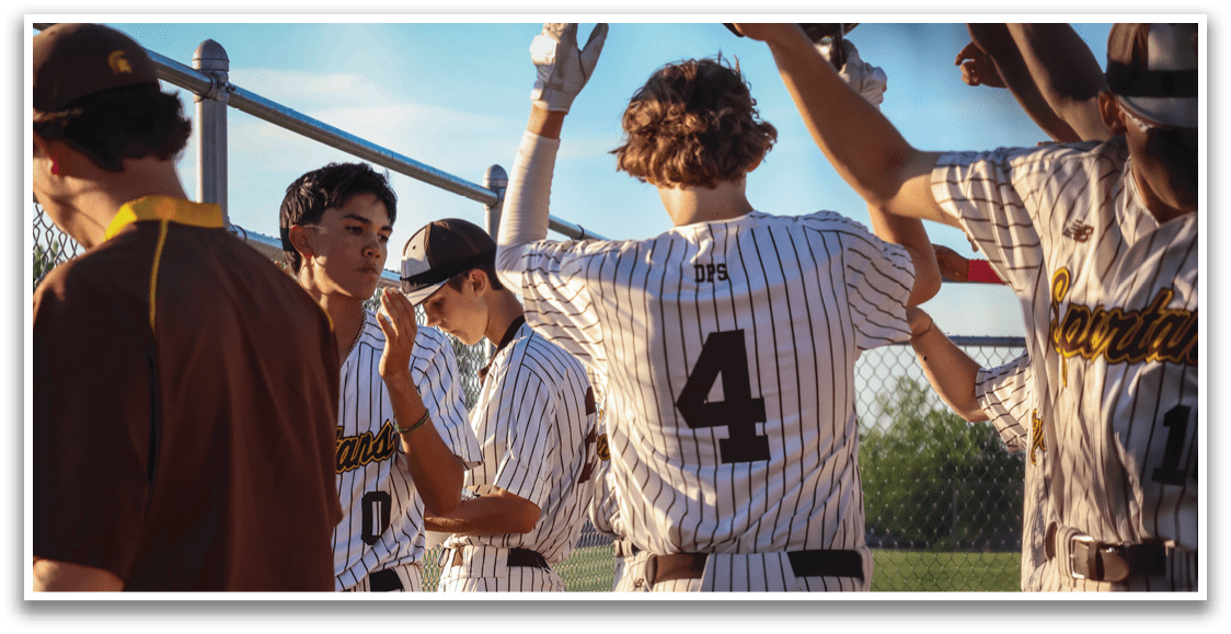 A group of baseball players wearing striped uniforms and hats, standing next to each other and holding their gloves. AI generated content