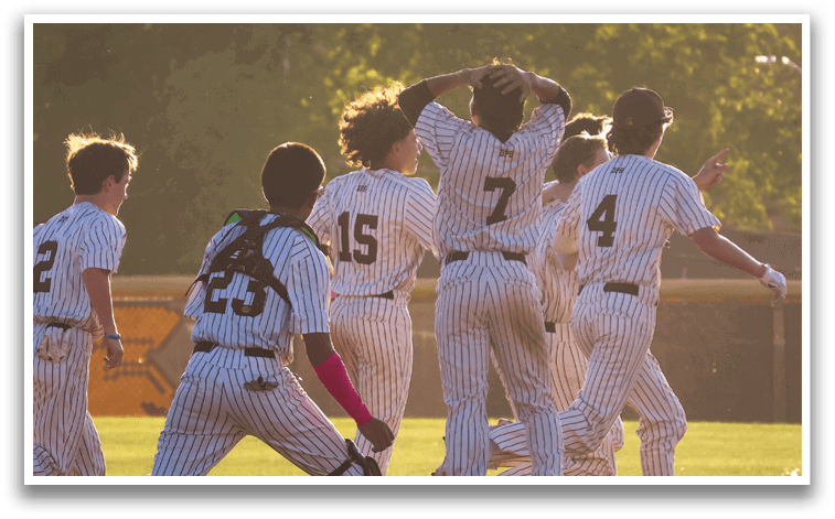 A group of baseball players celebrating a win on the field. AI generated content