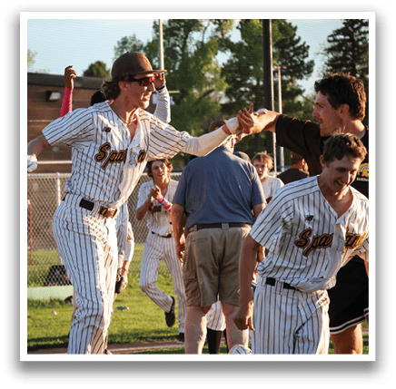 A group of baseball players celebrating a victory with high fives. AI generated content