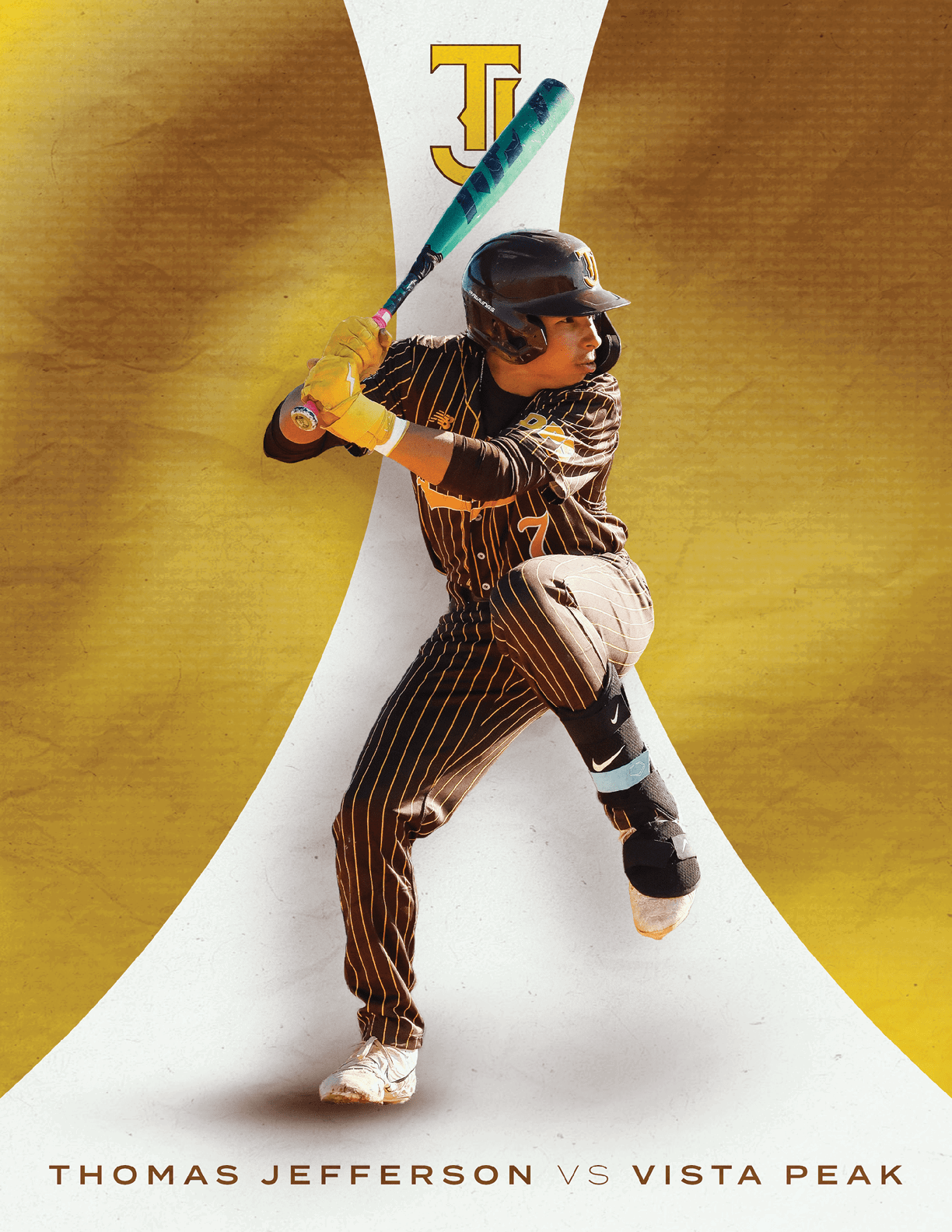 A baseball player in a black and yellow uniform is swinging a bat. AI generated content