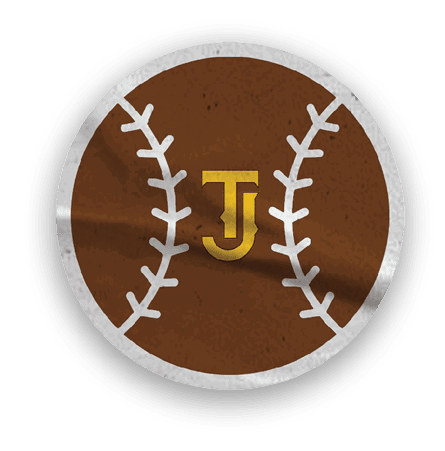 A collection of stickers and magnets featuring the letters J and L, a baseball glove, and a football helmet. AI generated content