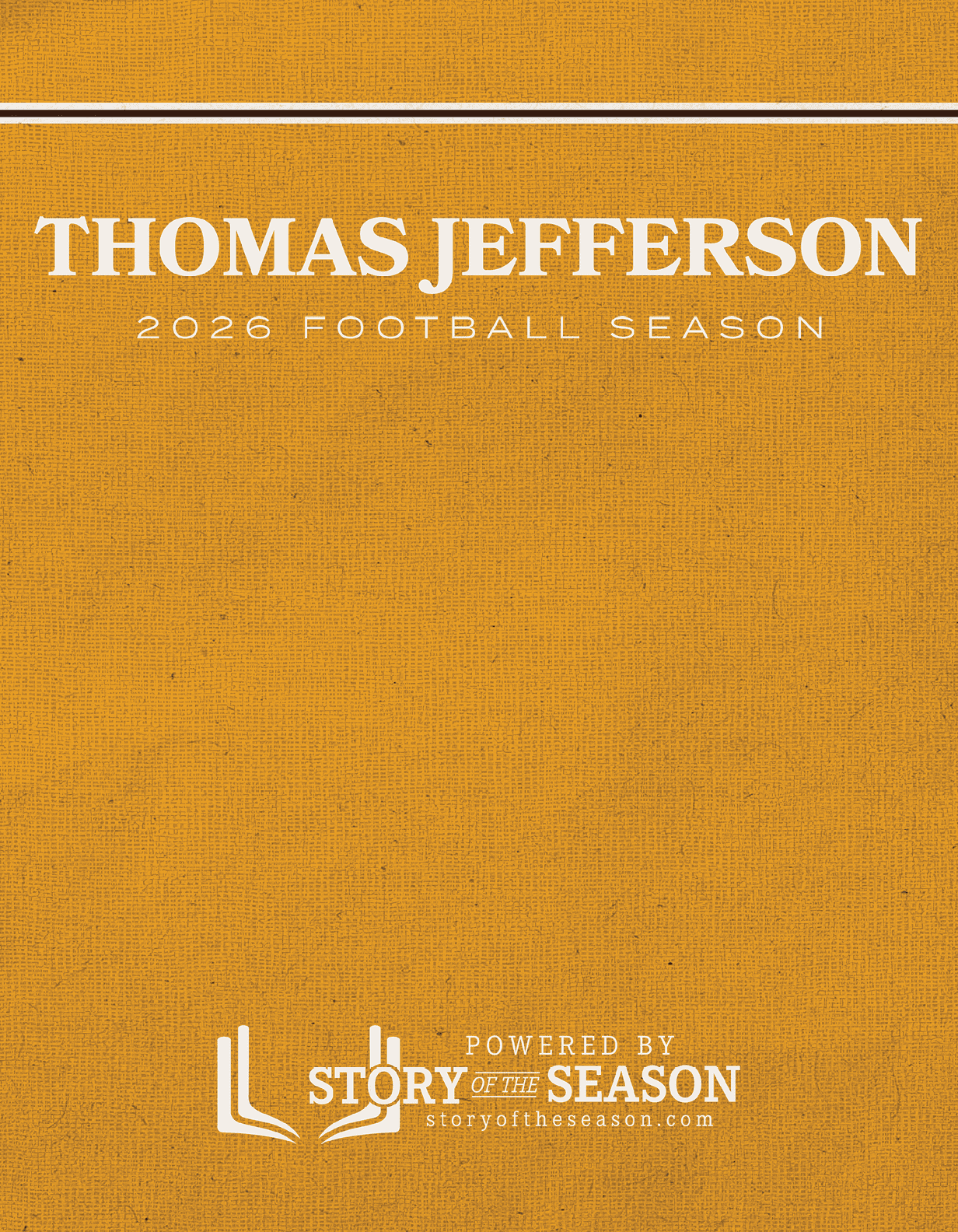 A book cover with the title Thomas Jefferson 2022 Football Season. AI generated content