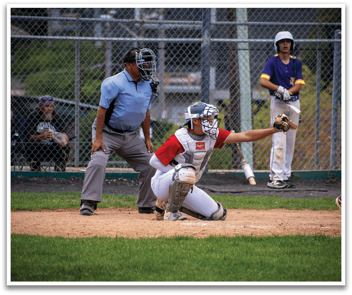 A baseball player slides into home plate, while the catcher and umpire watch. AI generated content