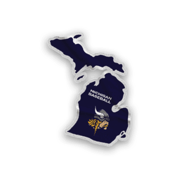A collection of stickers featuring the Vikings logo and a map of the United States. AI generated content