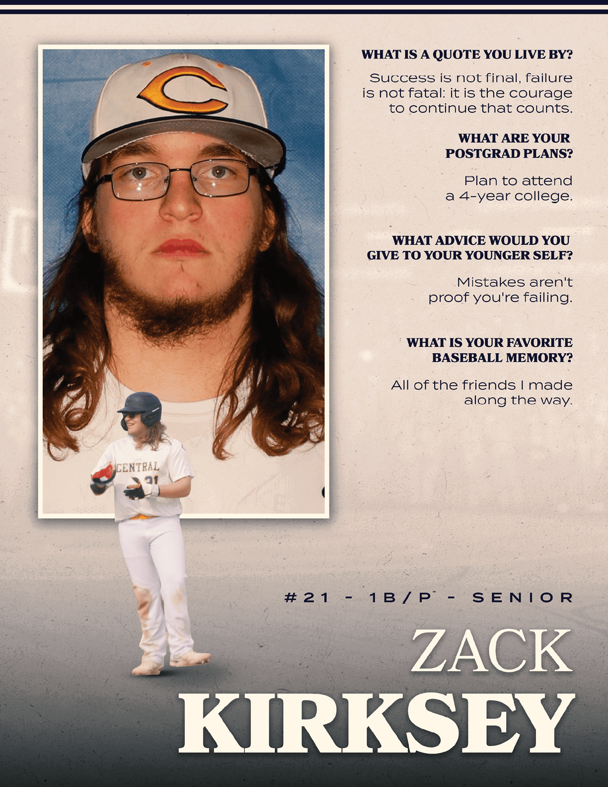 A baseball player named Zack Kirksey is shown on a poster. AI generated content