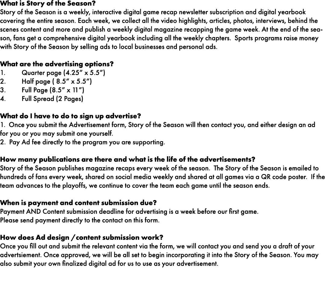 What is Story of the Season? Story of the Season is a weekly, interactive digital game recap newsletter subscription ...