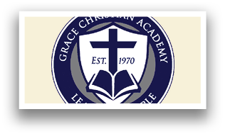 A blue and white logo for Grace Christian Academy. AI generated content