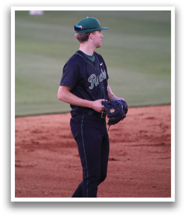 A baseball player wearing a black shirt and green hat is walking on the field. AI generated content