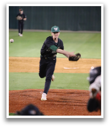 A baseball player in a black shirt and green hat is pitching a ball. AI generated content