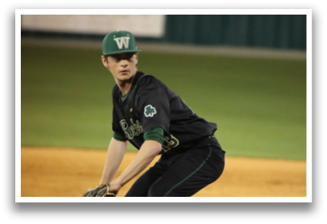 A baseball player in a black shirt and green hat is holding a baseball glove, preparing to catch a ball. AI generated content