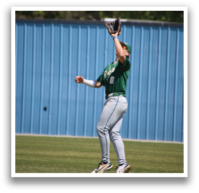 A baseball player catching a ball in a field. AI generated content